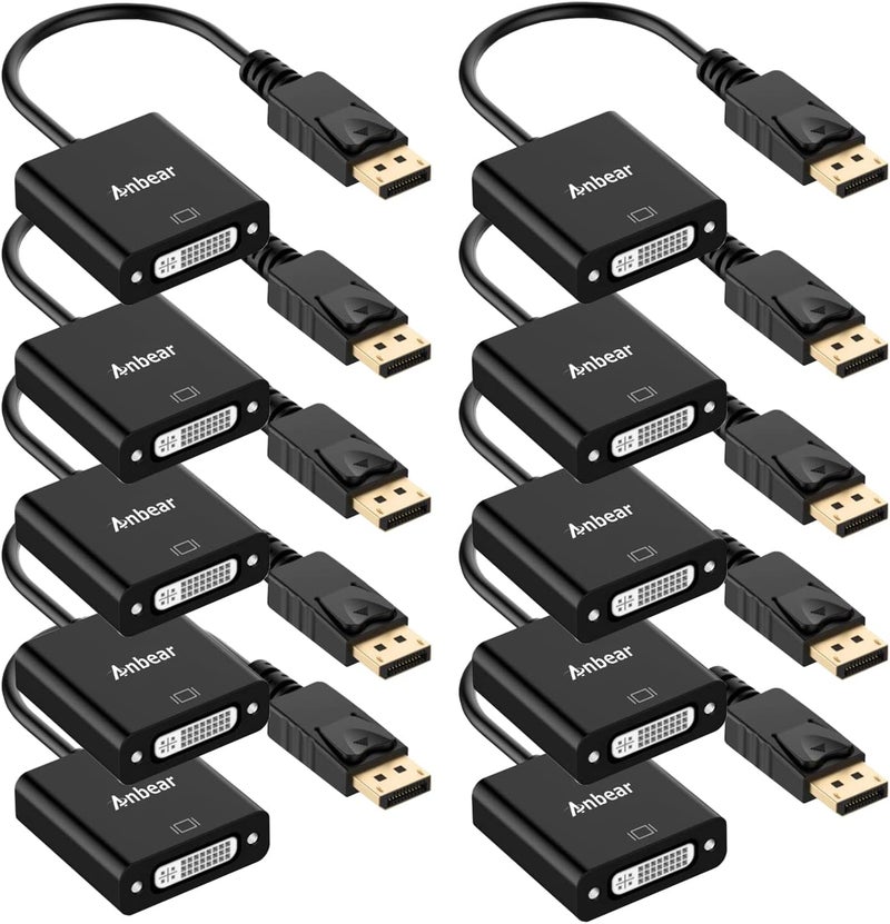 Anbear DisplayPort to DVI Adapter 10PACK, Display Port to DVI-D Adapter (Male to Female) Compatible with Computer,Desktop,Laptop,PC - Image 1